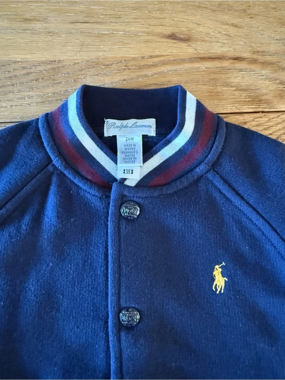 Ralph Lauren Navy Sweatshirt Jacket with Yellow Polo Logo